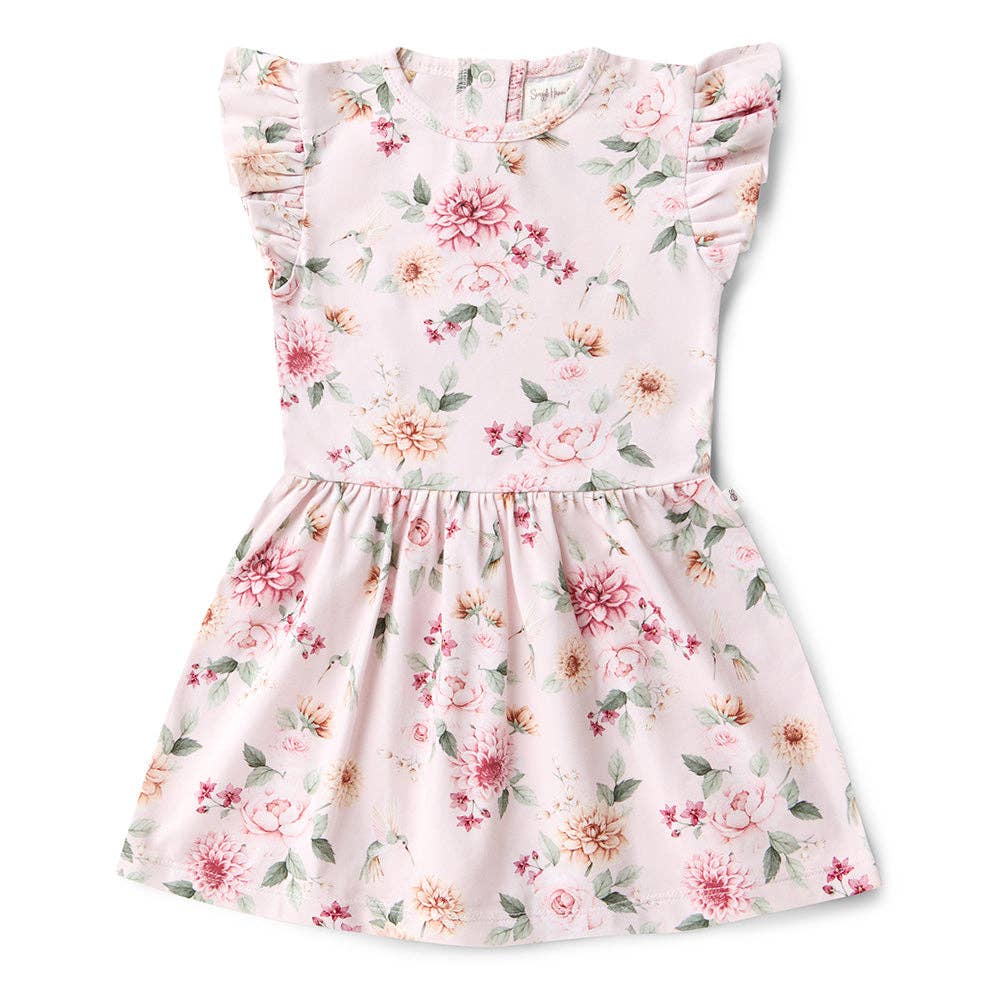 Birds & Blooms Short Sleeve Organic Dress