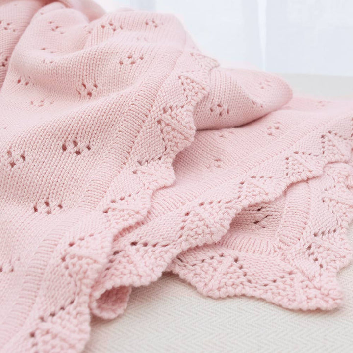 Bamboo/Cotton Heirloom Baby Blanket - Blush