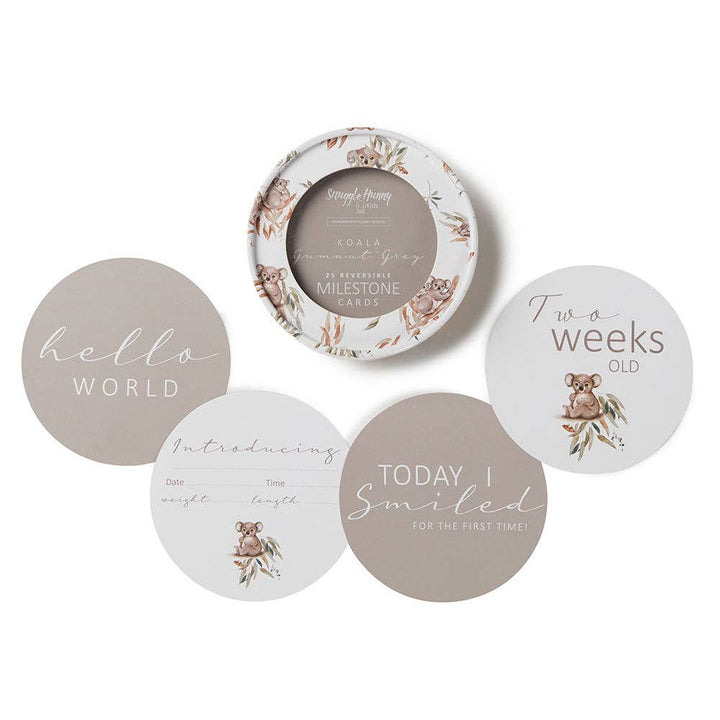 Koala & Gumnut Grey Reversible Milestone Cards