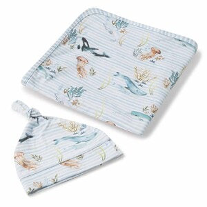 Snuggle Hunny Organic Jersey Wrap & Beanie or Bow Set - Certified Organic Cotton