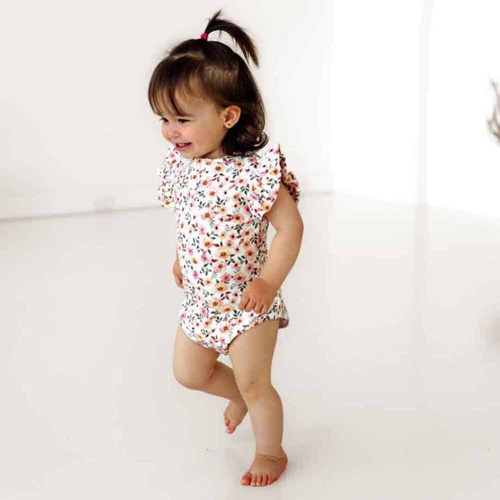 Spring Floral Short Sleeve Organic Bodysuit