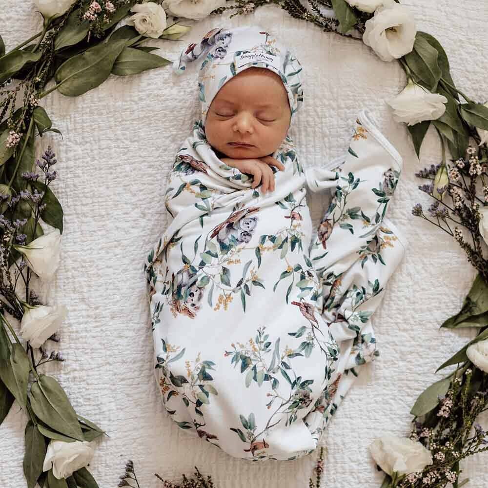 Snuggle Hunny Organic Jersey Wrap & Beanie or Bow Set - Certified Organic Cotton