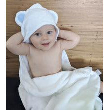 Baby hooded bamboo bath towels &amp; wash cloth  noosabedbodybaby