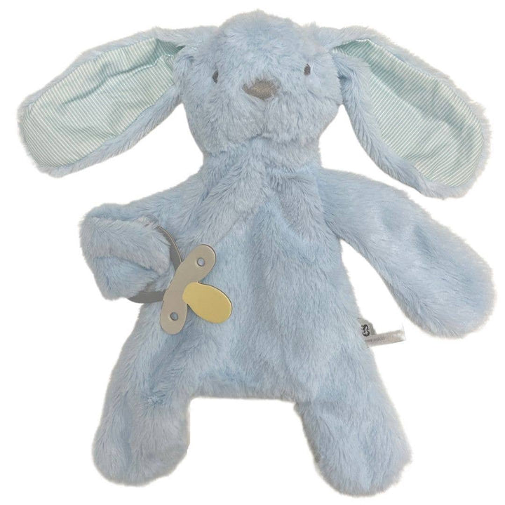 Bunny Comforter with Dummy Holder - Blue with Stripe ears - 30cm